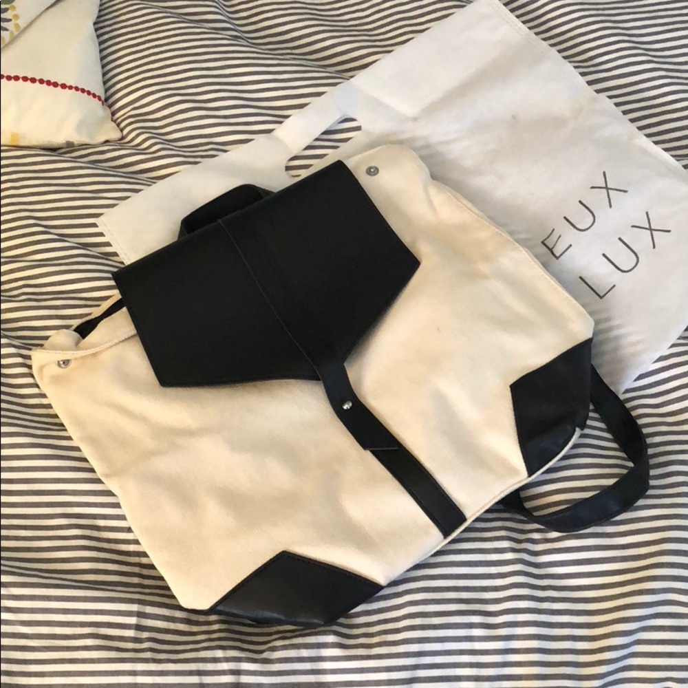 Deux Lux backpack, NWT!! Black/cream canvas
